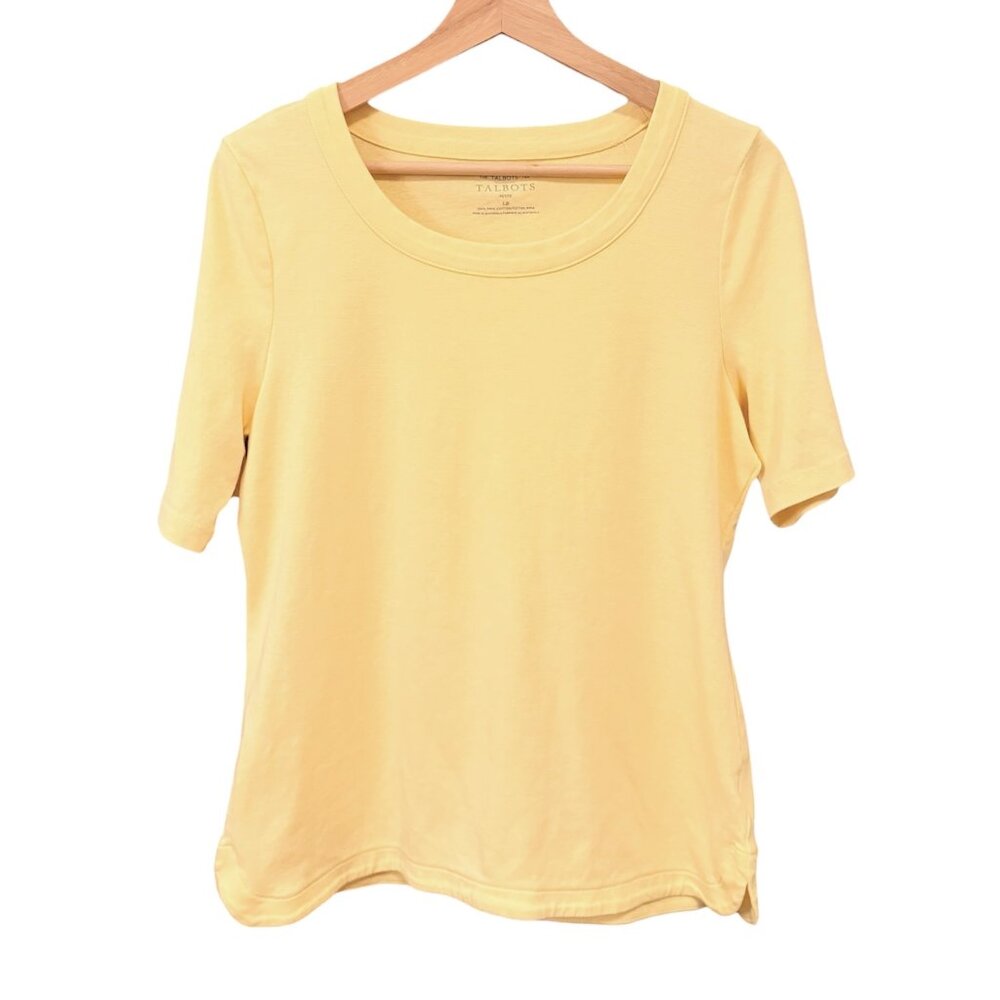 Talbots Tee Size LP Large PETITE Scoop Neck Short Sleeve T-Shirt Pima Cotton